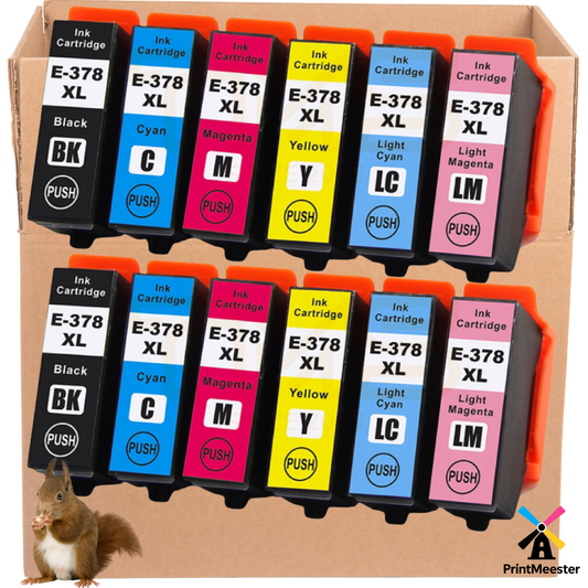 12x Huismerk Inktcartridges 378XL T379 geschikt voor Epson Expression Photo XP-8000 XP-8500