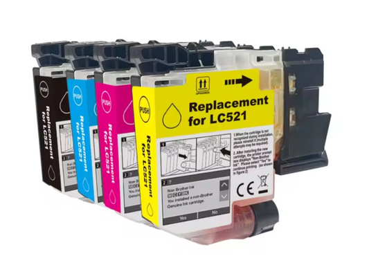 4x Huismerk Inktcartridges LC-521 geschikt voor Brother DCP-J1260W DCP-J1310DW DCP-J1360DW DCP-J1460DW
