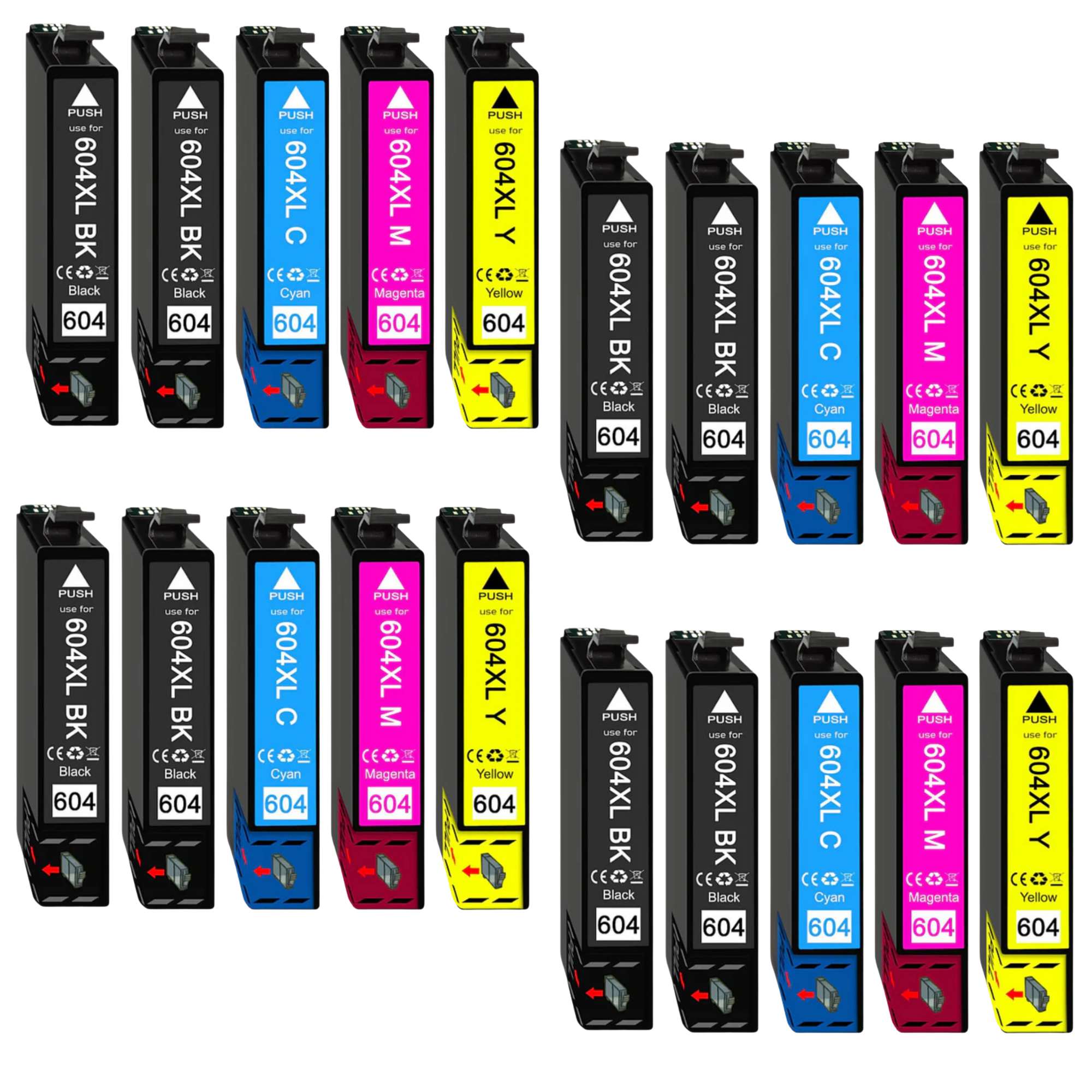 20 compatibele inktcartridges voor Epson 604XL XP2200 XP2205 XP4200 WF2950 WF2935 XP3200 XP3205 XP4205 WF2930 WF2910 XL 604 XL voor XP2200, XP2205, XP3200, XP4200, XP4205, WF2910, WF2930, WF2935, WF2950 ZWART CIAN MAGENTA GEEL (8+4+4+4)