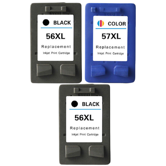 Pack van 3 Inktcartridges Compatibel met HP 56 Zwart + HP 57 Kleur – Hoge Capaciteit – Voor DeskJet / OfficeJet / PhotoSmart / PSC