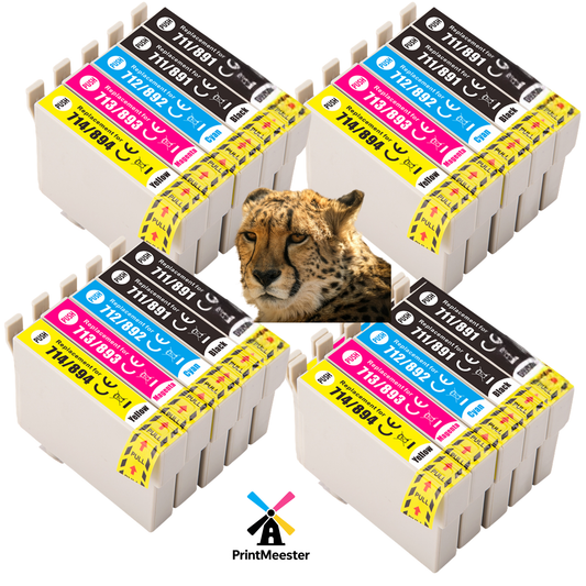 20x Huismerk Inktcartridges voor Epson T0711 T0712 T0713 T0714 inktcartridges voor Stylus SX218 SX115 DX4400 DX8400 SX515W