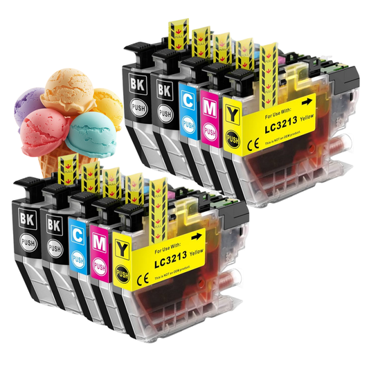 Multipack 10 Inktcartridges Huismerk (Compatibel) voor Brother LC3213 / LC3211 - (4x Zwart, 2x Cyaan, 2x Magenta, 2x Geel) - Geschikt voor Brother MFC-J491DW, DCP-J772DW, MFC-J890DW, DCP-J572DW
