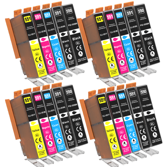 20x Huismerk Inktcartridges PGI-550XL CLI-551XL geschikt voor Canon PIXMA IP7250 MX925 MG5550
