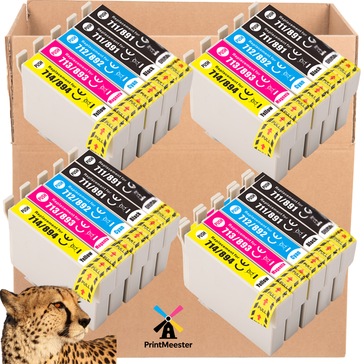 20x Huismerk Inktcartridges voor Epson T0711 T0712 T0713 T0714 inktcartridges voor Stylus SX218 SX115 DX4400 DX8400 SX515W