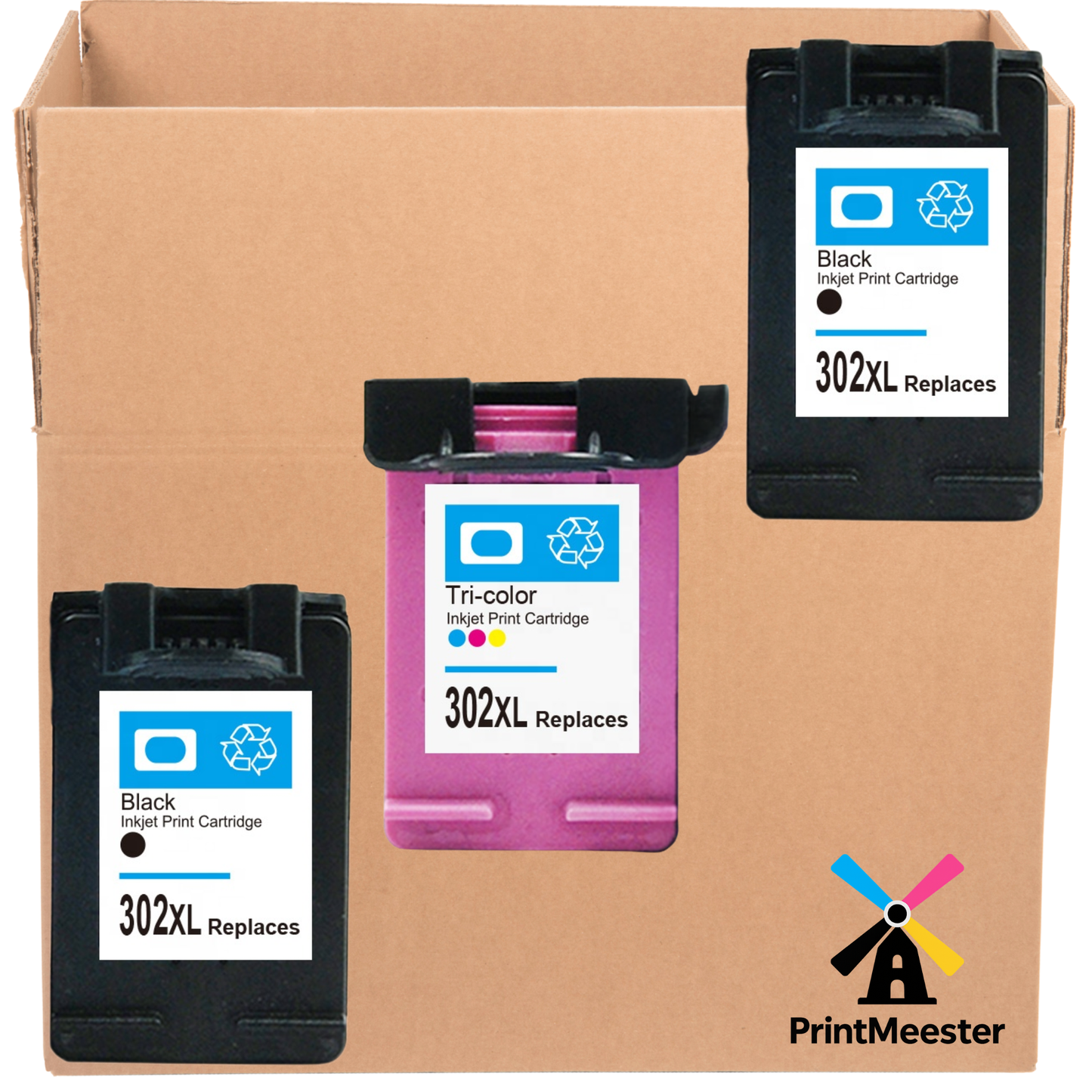 3x Huismerk Inktcartridges 302XL geschikt voor HP DeskJet 3630 Envy 4520 OfficeJet 3830