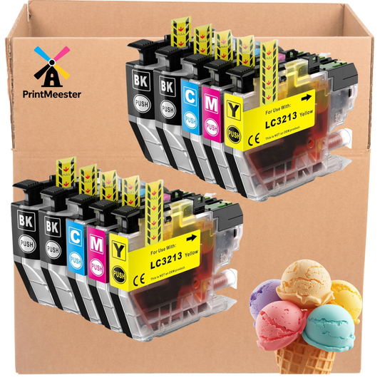Multipack 10 Inktcartridges Huismerk (Compatibel) voor Brother LC3213 / LC3211 - (4x Zwart, 2x Cyaan, 2x Magenta, 2x Geel) - Geschikt voor Brother MFC-J491DW, DCP-J772DW, MFC-J890DW, DCP-J572DW