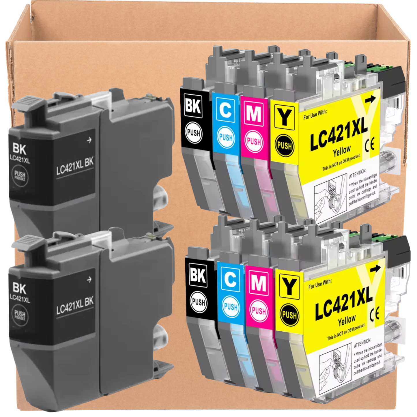 10x Huismerk Inktcartridges LC421 LC421XL geschikt voor Brother DCP-J1050DW MFC-J1010DW