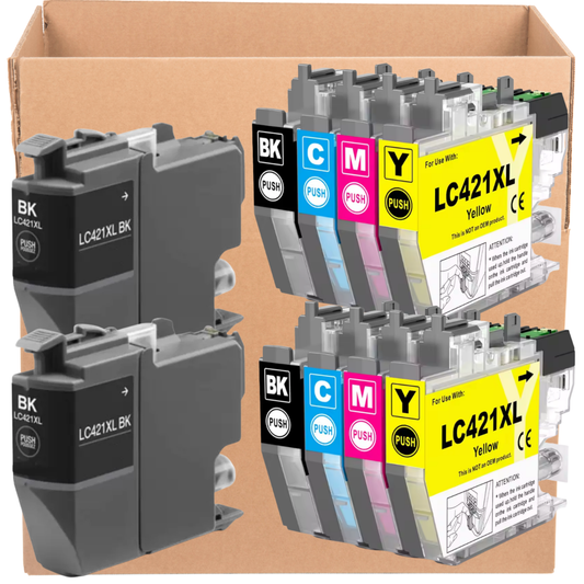 10x Huismerk Inktcartridges LC421 LC421XL geschikt voor Brother DCP-J1050DW MFC-J1010DW