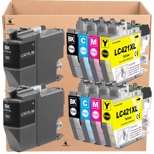 10x Huismerk Inktcartridges LC421 LC421XL geschikt voor Brother DCP-J1050DW MFC-J1010DW