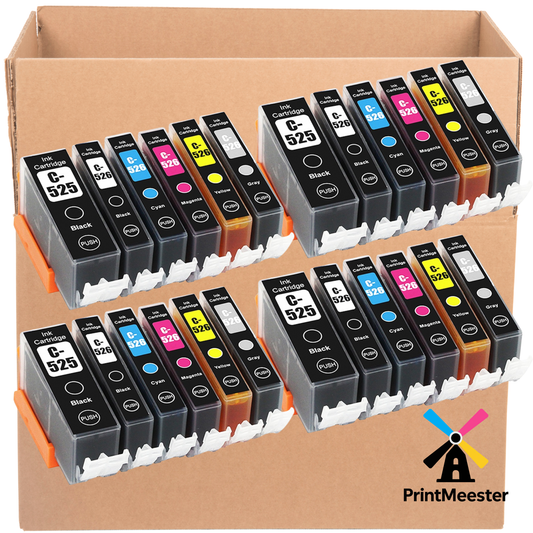 20 stuks inktcartridges voor Canon PGI-525BK / CLI-526 (BK, C, M, Y) – met chip – Compatibel met Canon Pixma IP4850, IP4950, IX6550, MG5150, MG5250, MG5350, MG6150, MG6250, MX715, MX885, MX895