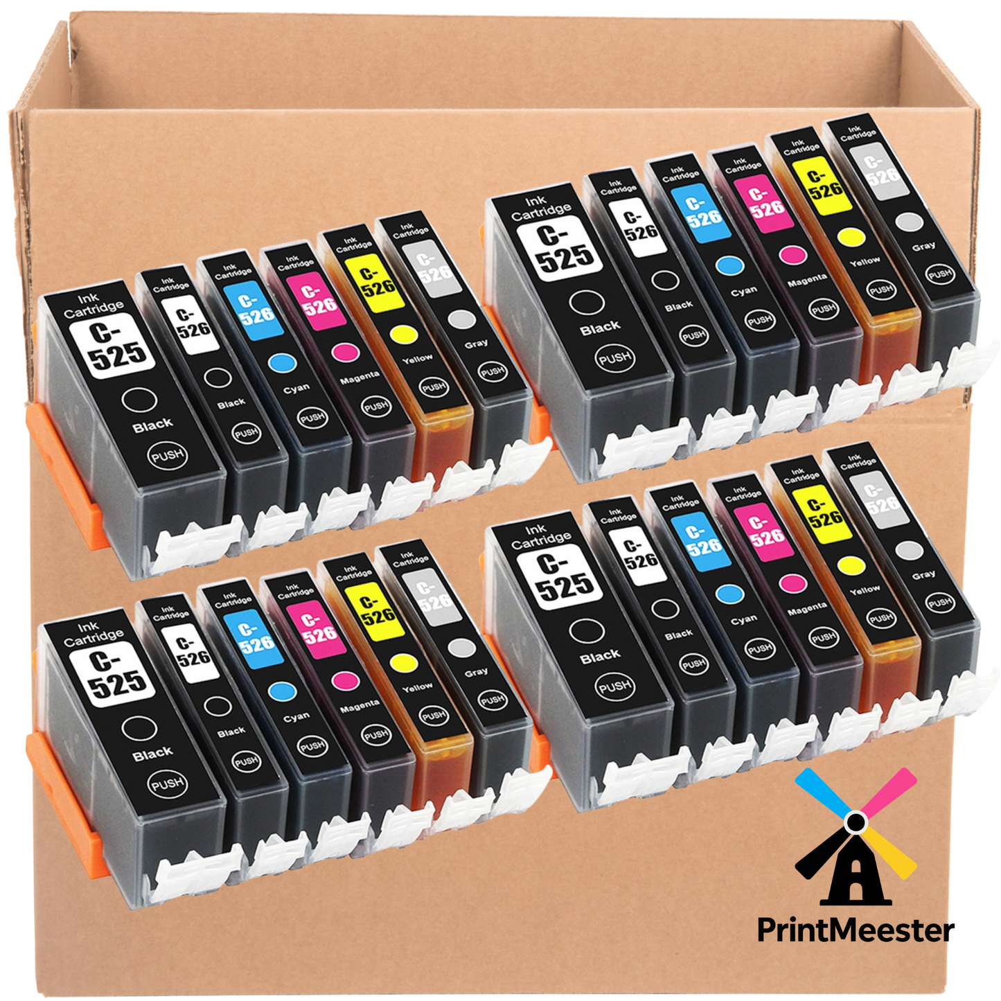 20 stuks inktcartridges voor Canon PGI-525BK / CLI-526 (BK, C, M, Y) – met chip – Compatibel met Canon Pixma IP4850, IP4950, IX6550, MG5150, MG5250, MG5350, MG6150, MG6250, MX715, MX885, MX895