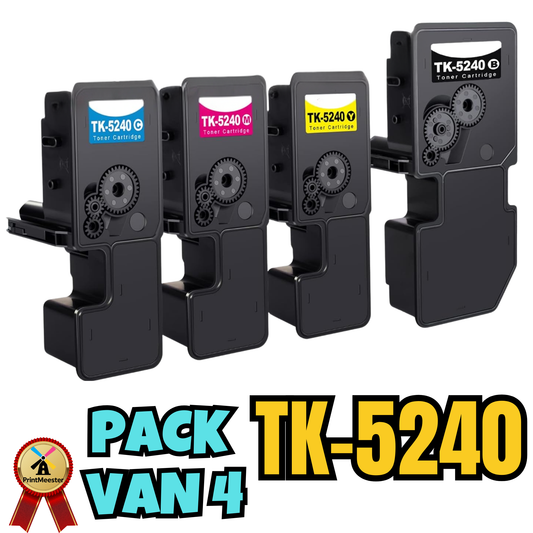 Voordeelpak 4-pack Huismerk Toners TK-5240 - Geschikt voor Kyocera Ecosys M5526 / P5026 - Zwart, Cyaan, Magenta, Geel