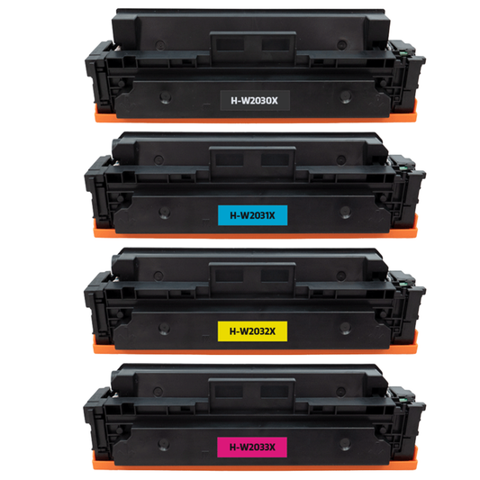 Huismerk Tonerset compatibel met HP 415X / 415A (W2030X - W2033X) - MET CHIP - 4-pack (Zwart, Cyaan, Magenta, Geel) - Voor HP Color LaserJet Pro M454 &amp; M479